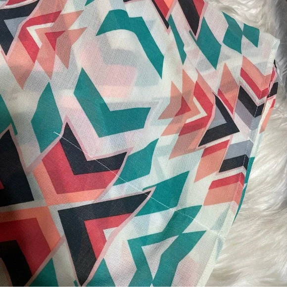 #0224 Xhilaration Geometric Kimono with Aztec Pattern, Sleeves, & Fringe-XS - Picture 6 of 7